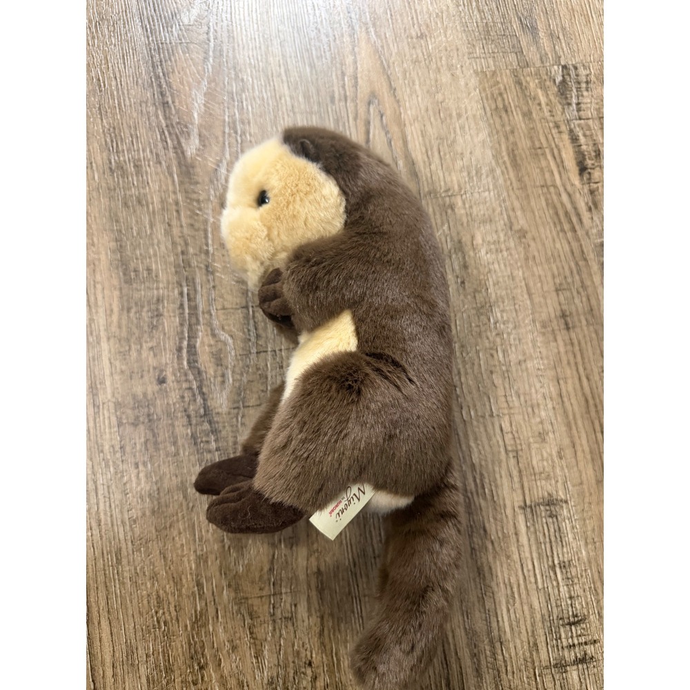 Aurora Miyoni Sea Otter Plush Realistic Brown Cream Stuffed Animal 12 inch